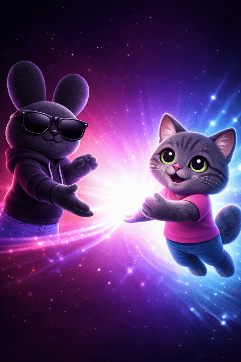 Hero Background Cat and Rabbit
